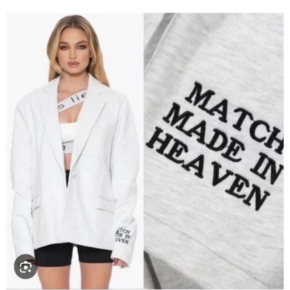 Boys Lie Our Match Made In Heaven Oversized Blazer Jacket XS/S Gray Preppy